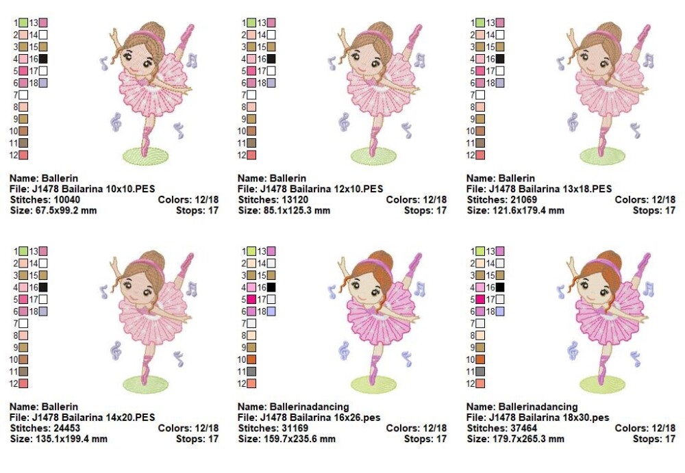 Matriz de Bordado Bailarina Dançando Música Ponto Cheio