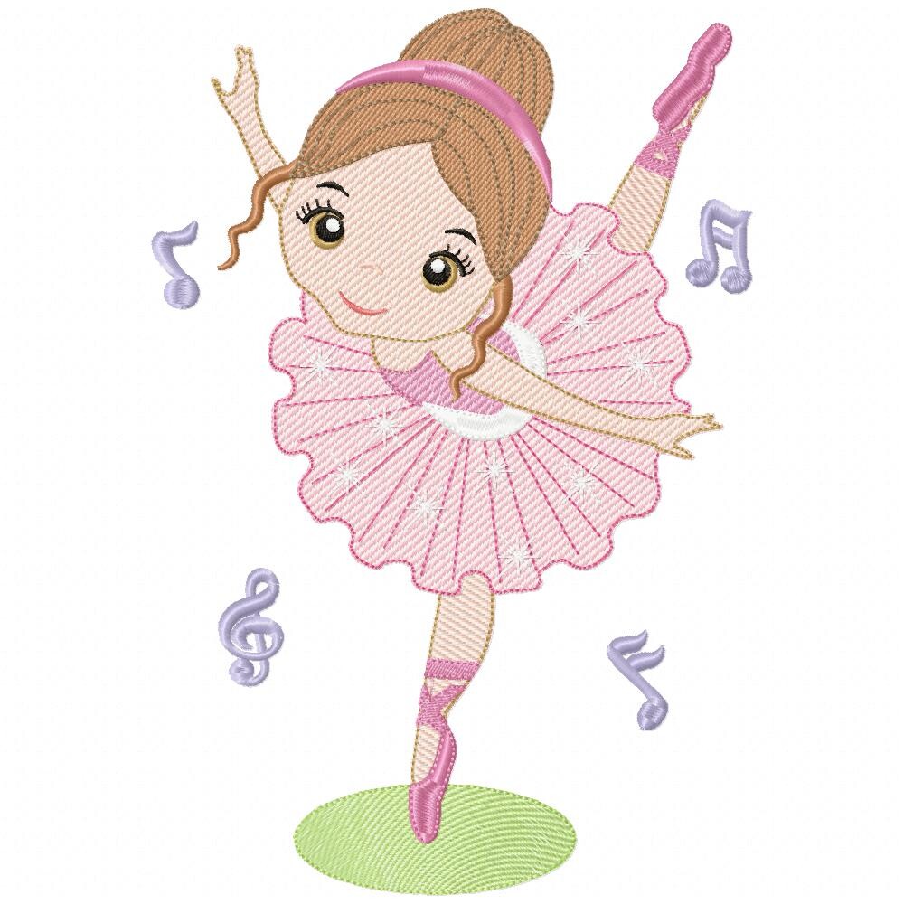 Matriz de Bordado Bailarina Dança Clássica Infantil Sketch