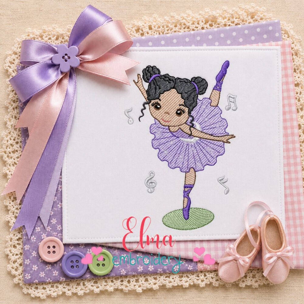 Matriz de Bordado Bailarina Dança Clássica Infantil Ponto Sketc
