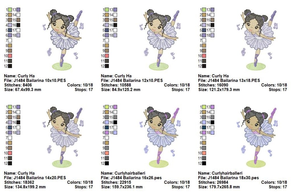 Matriz de Bordado Bailarina Dança Clássica Infantil Ponto Sketc