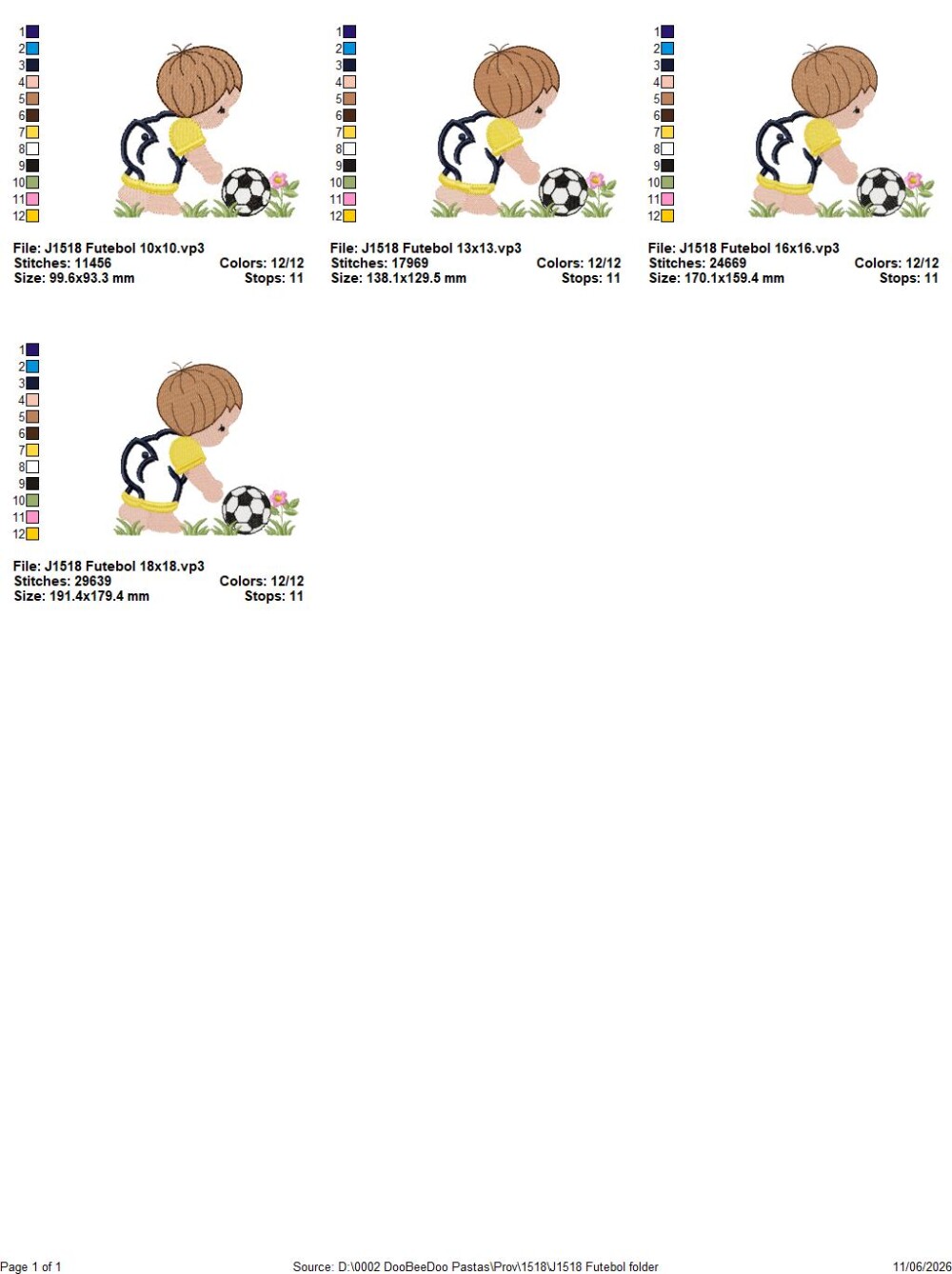 Matriz de Bordado Menino com Bola de Futebol Aplique