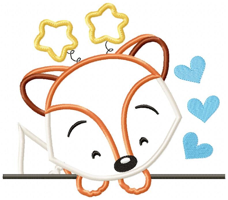 Matriz de Bordado Raposa Fofinha Aplique Infantil