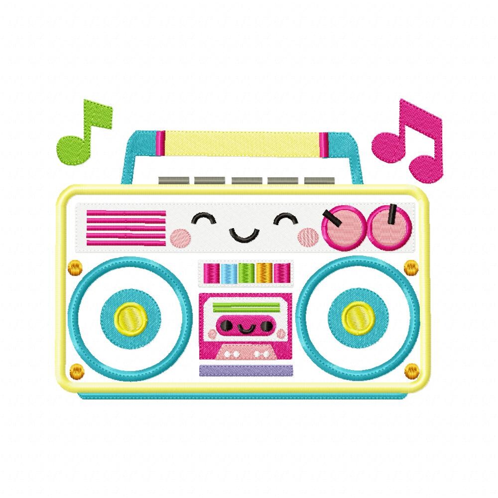 Matriz de Bordado Rádio Retrô Divertido Aplique