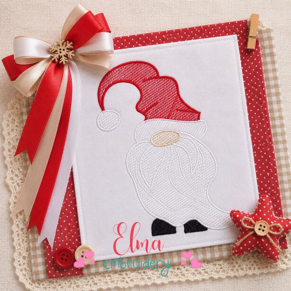 Matriz de Bordado Gnomo Natal Encantado Ponto Sketch
