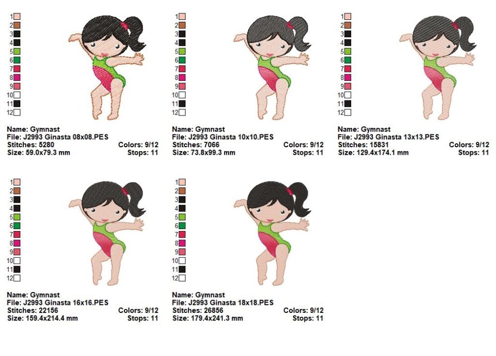 Matriz de Bordado Menina Ginasta Ponto Cheio