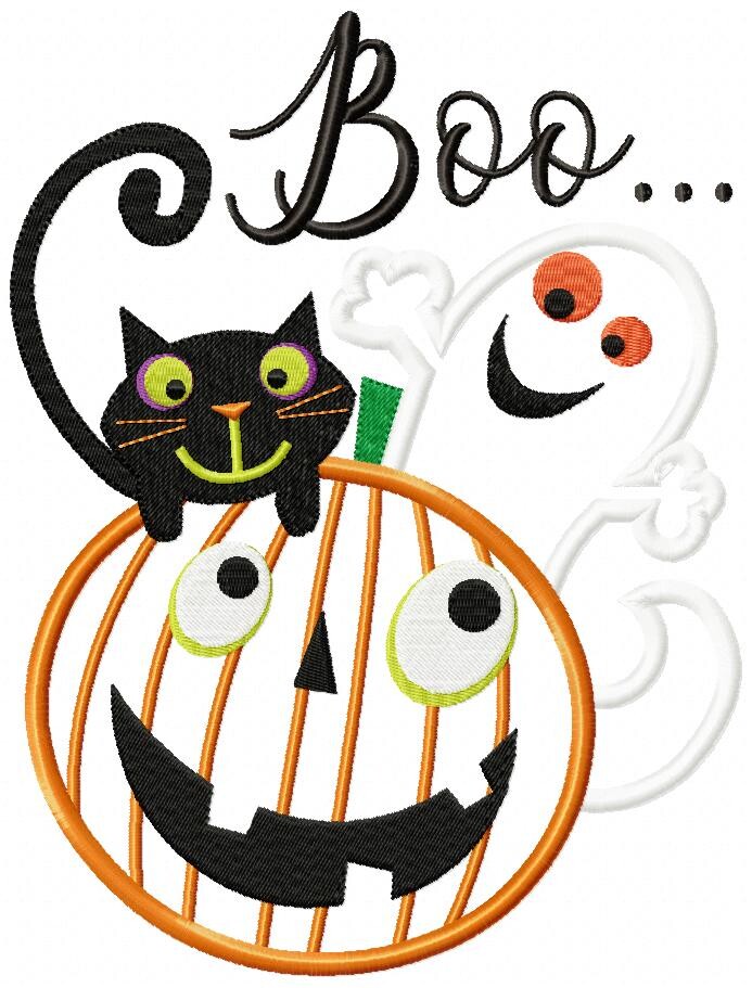 Matriz de Bordado Trio Halloween Boo Aplique