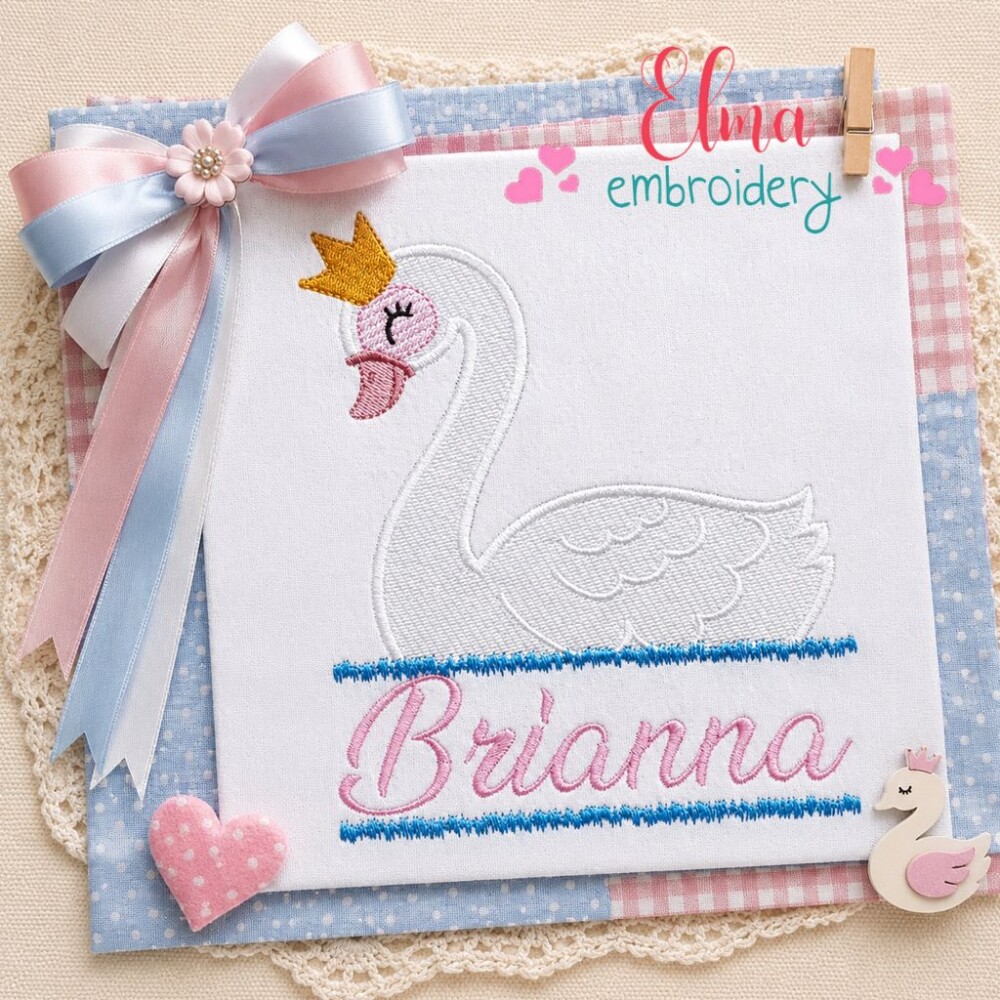 Matriz de Bordado Cisne Princesa Delicada Ponto Cheio