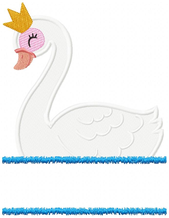 Matriz de Bordado Cisne Princesa Delicada Ponto Cheio
