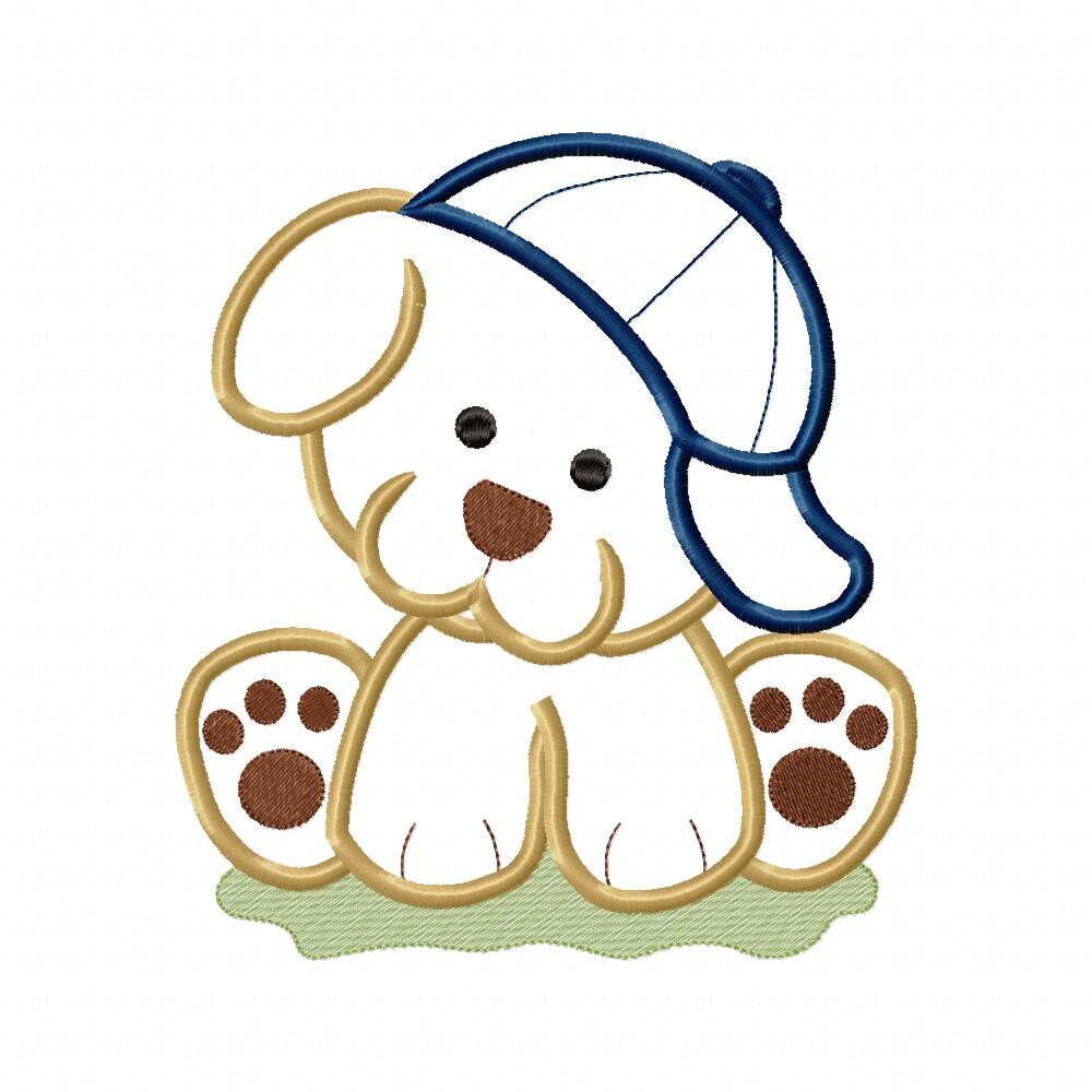 Matriz de Bordado Cachorrinho com Boné Aplique