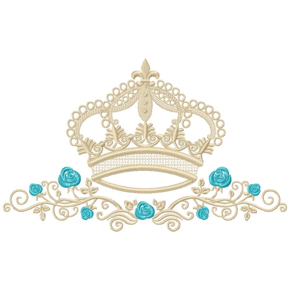 Matriz de Bordado Coroa Floral Luxo Ponto Satin