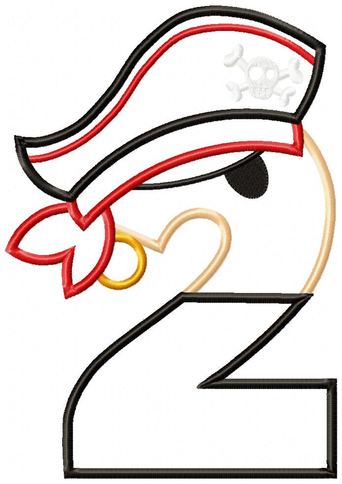 Matriz de Bordado Número 2 Pirata Aplique