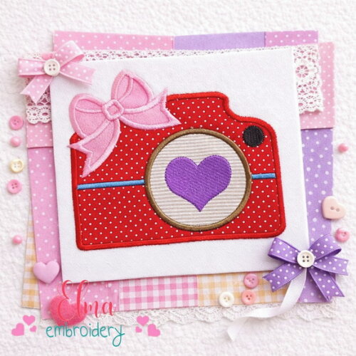 Matriz Bordado Cámara Fotográfica Aplique Bordado Amor