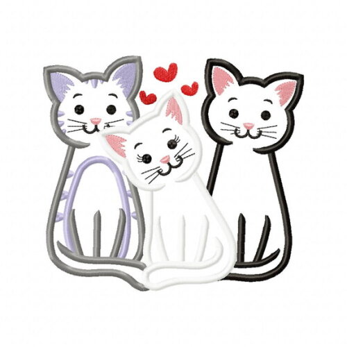 Matriz de Bordado 3 Gatos Gatinhos Aplique
