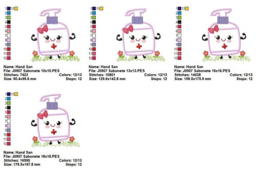 Matriz de Bordado Álcool Gel Infantil Aplique