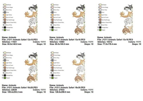 Matriz de Bordado Animais Safari Ponto Sketch
