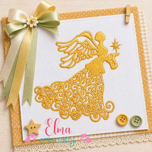 Matriz de Bordado Anjo Natalino Decorativo