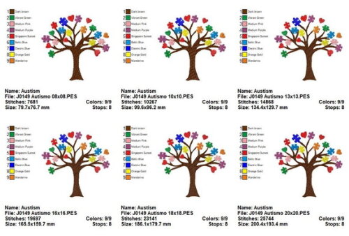 Matriz de Bordado Árvore da Inclusão Ponto Cheio