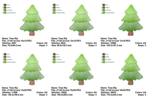 Matriz de Bordado Árvore de Natal Ponto Rippled