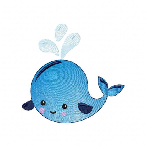 Matriz de Bordado Baleia Cute Ponto Rippled