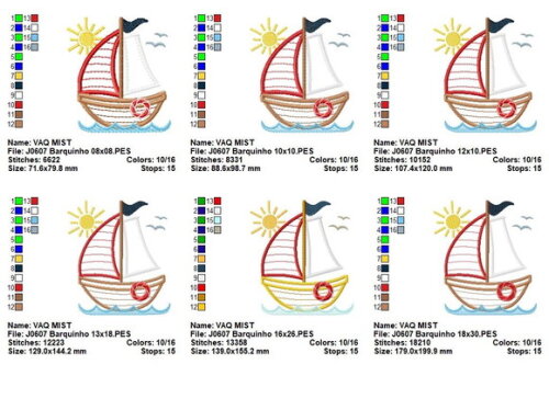 Matriz de Bordado Barquinho ao Sol Aplique