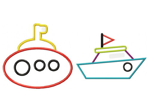 Matriz de Bordado Barquinhos e Submarinos Fofinhos