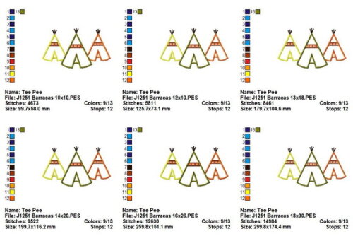 Matriz de Bordado Barracas Tee Pee Aplique