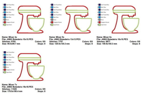 Matriz de Bordado Batedeira com Tigela Aplique
