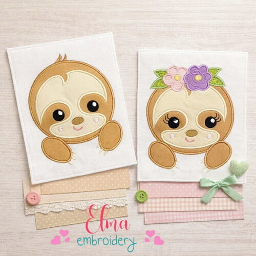 Matriz de Bordado Bichinhos Preguiça Baby Fofinhos