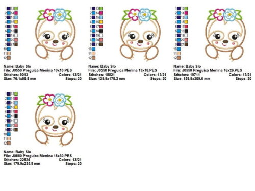 Matriz de Bordado Bichinhos Preguiça Baby Fofinhos
