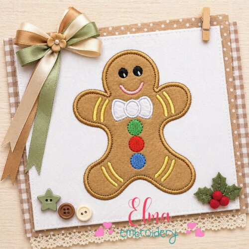 Matriz de Bordado Biscoito Gingerbread Aplique