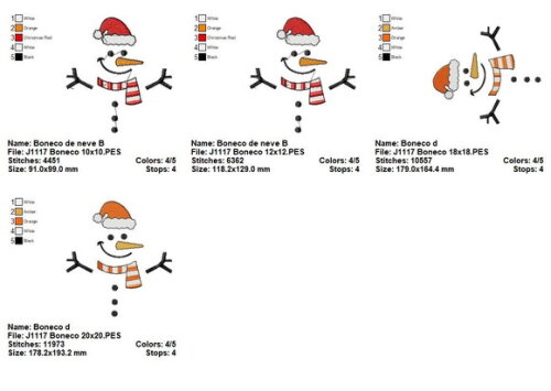 Matriz de Bordado Boneco de Neve com Gorro e Cachecol