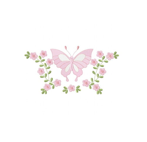 Matriz de Bordado Borboleta Floral Ponto Sketch