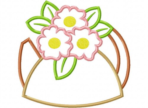 Matriz de Bordado Bule Chaleira com Flores Aplique