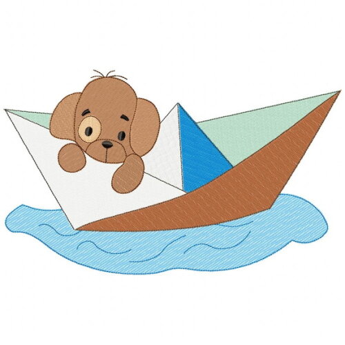 Matriz de Bordado Cachorrinho no Barquinho Ponto Cheio