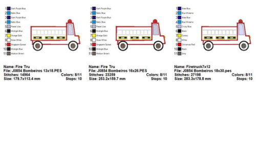 Matriz de Bordado Caminhão de Bombeiros Aplique