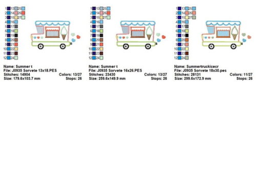 Matriz de Bordado Carrinho de Sorvete Aplique