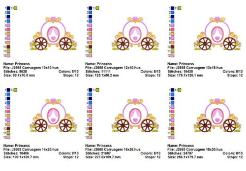 Matriz de Bordado Carruagem Encantada de Princesa