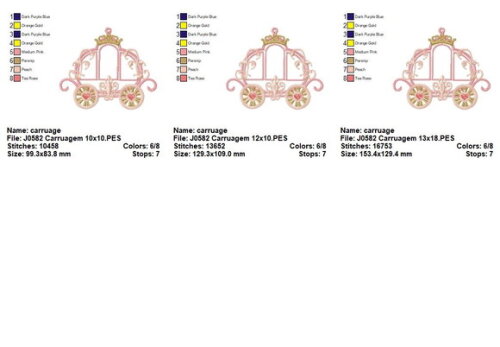 Matriz de Bordado Carruagem Princesa Luxo