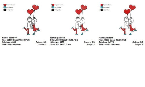 Matriz de Bordado Casal Amor nas Nuvens Ponto Cheio