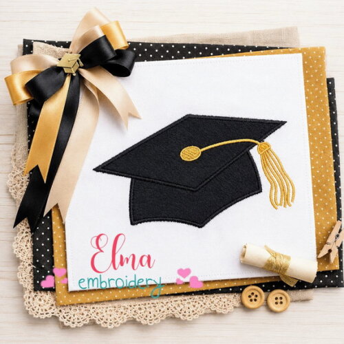 Matriz de Bordado Chapéu de Formatura Capelo Aplique