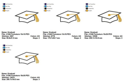 Matriz de Bordado Chapéu de Formatura Capelo Aplique