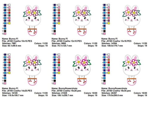 Matriz de Bordado Coelha Floral Encantada Ponto Cheio