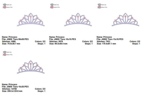 Matriz de Bordado Coroa Tiara Princesa Satin Stitch