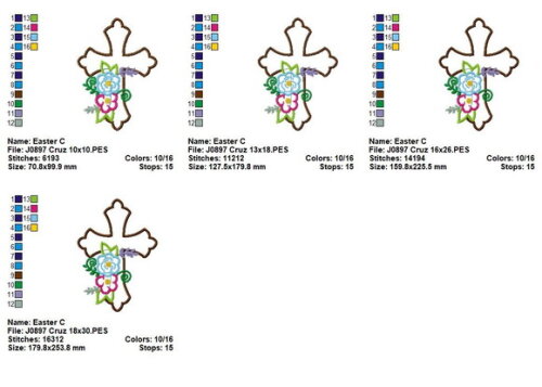 Matriz de Bordado Cruz Floral Delicada Aplique