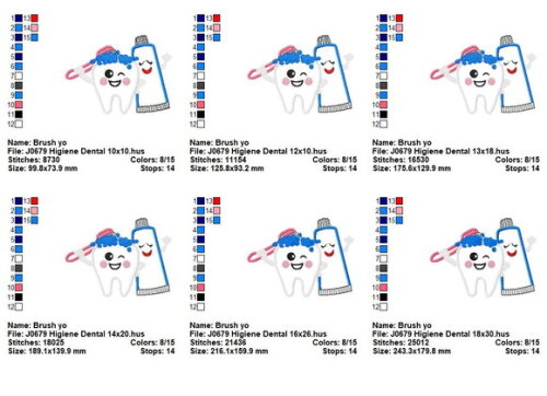 Matriz de Bordado Dentinho Feliz Escova e Creme Dental