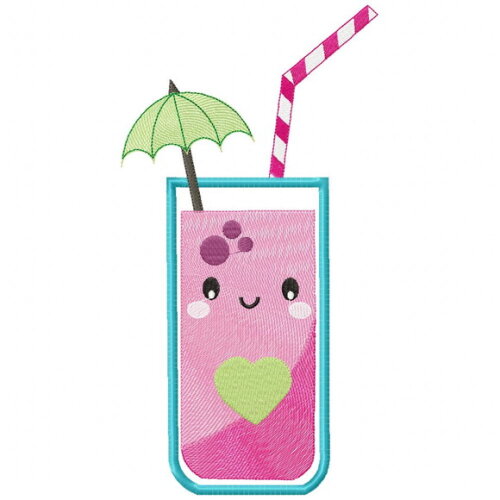 Matriz de Bordado Drink Tropical Kawaii Aplique
