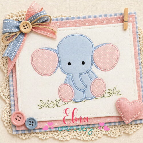 Matriz de Bordado Elefante Baby Aplique