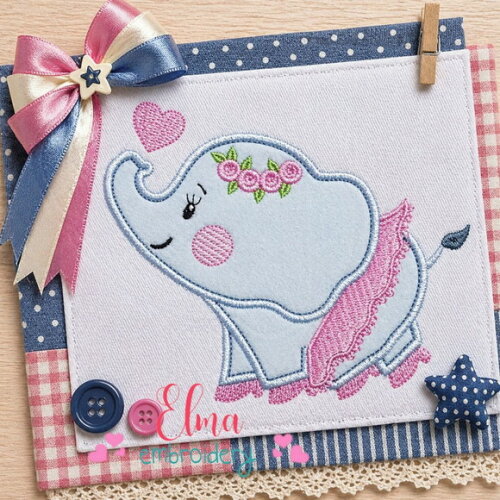 Matriz de Bordado Elefante Bailarina Aplique