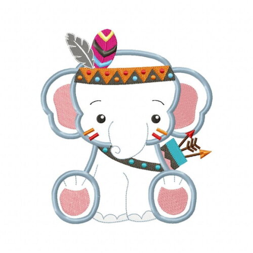 Matriz de Bordado Elefante Boho Aplique