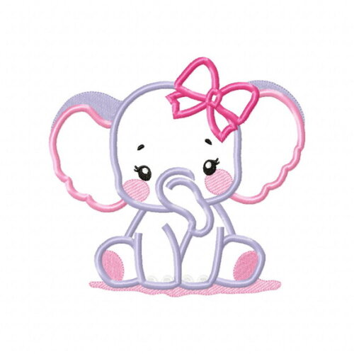 Matriz de Bordado Elefante com Laço Aplique